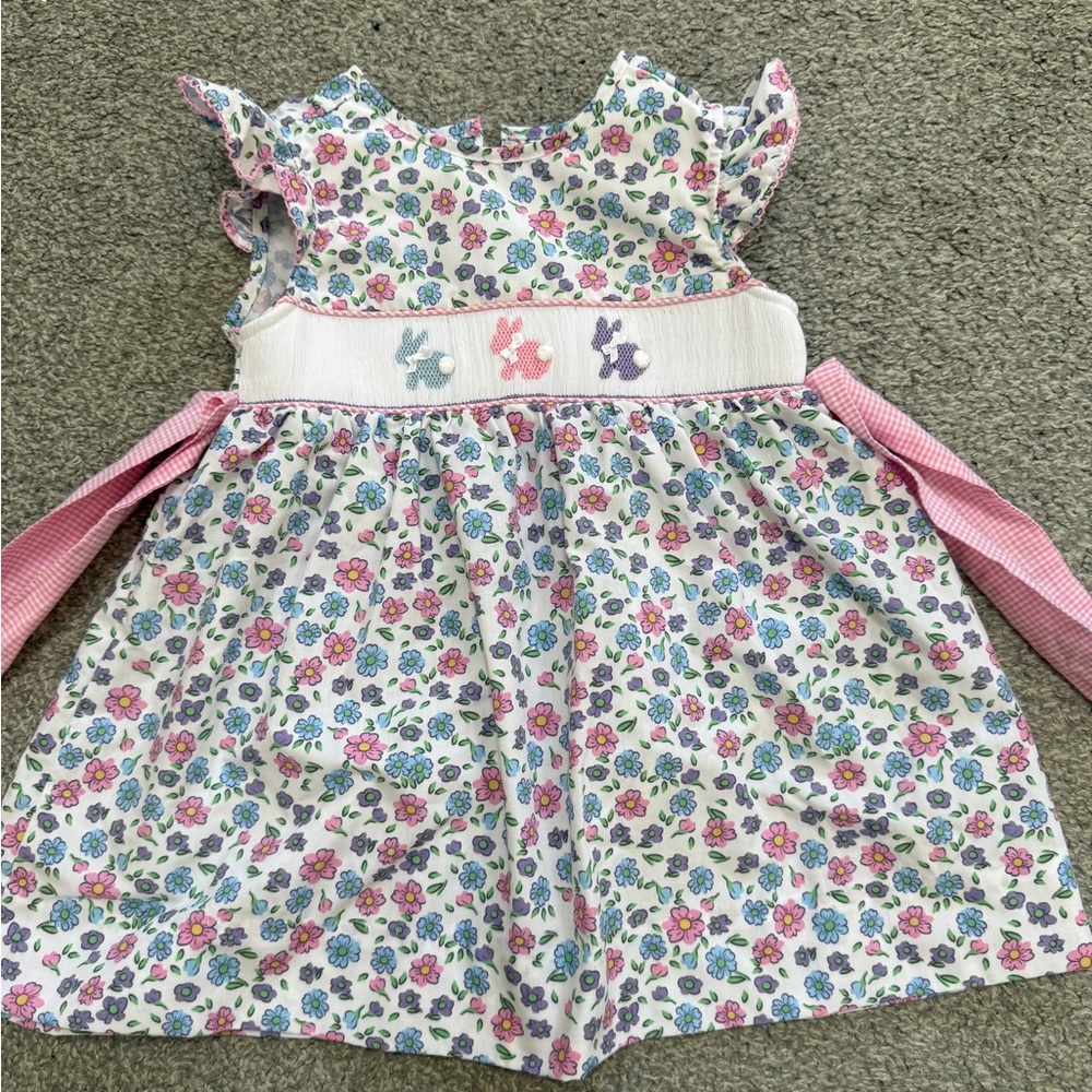 Classic Whimsy Easter Bunny Floral Dress 18m